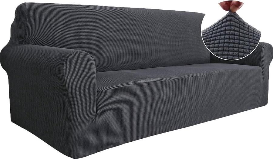 Stretch Bankhoes 3 Zits Elastische Meubelhoes 1 Stuk Antraciet Krasbestendig