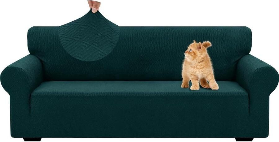 Stretch Bankhoes 3 Zits Elastische Sofahoezen 3 Stuks Blauw Krasbestendig