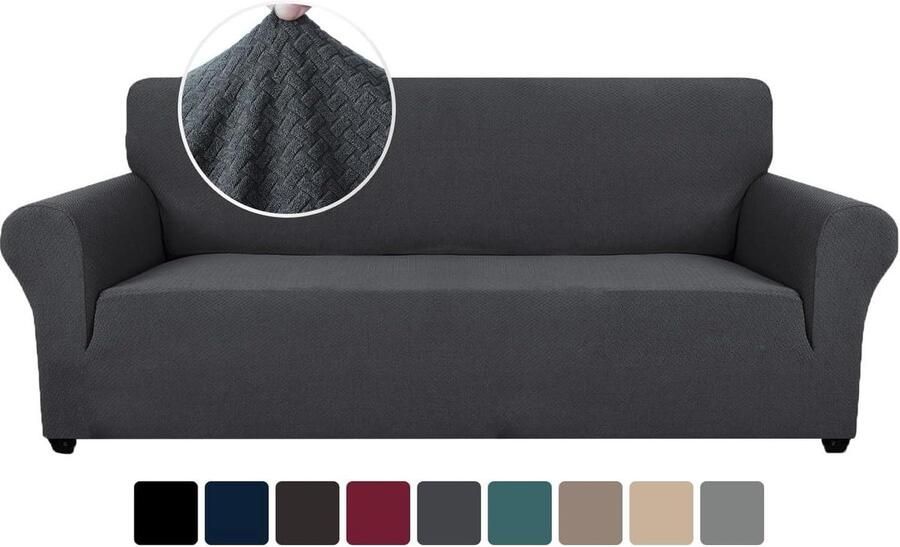 Stretch Bankhoes 3 Zits Meubelhoes Geschikt voor woonkamer 1 stuk Grijs Elastisch