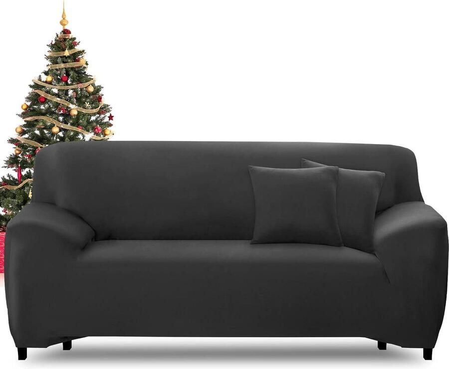 Stretch Bankhoes 3-zits Modern en Antislip 1 stuk Donkergrijs Spandex