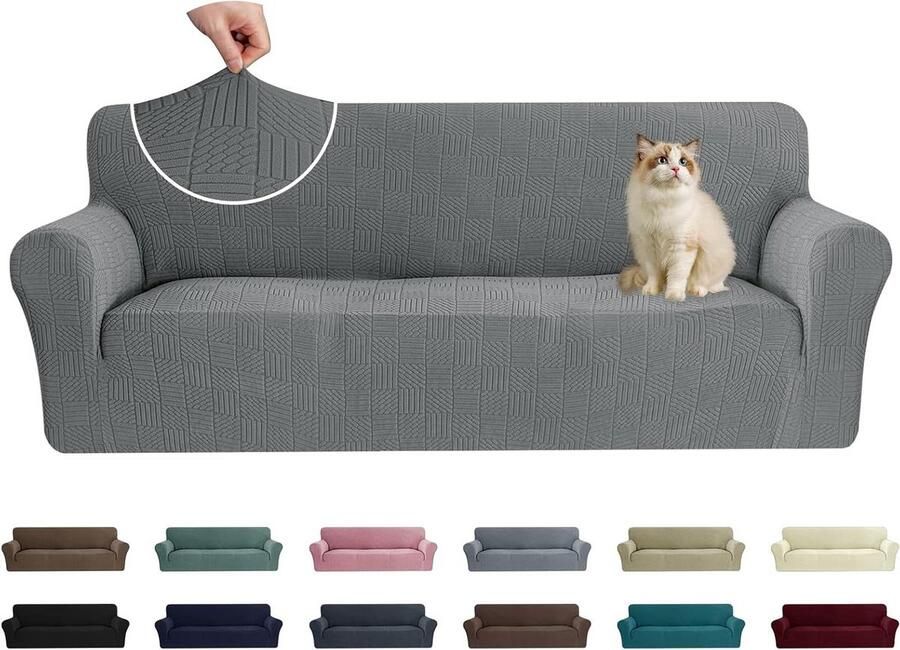 Stretch Bankhoes 3 Zits Rekbare Sofahoes Geschikt voor woonkamer 1 stuk Lichtgrijs Elastisch