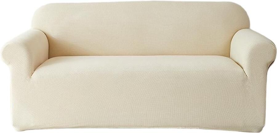Stretch bankhoes 3-zits Stretch bankhoes voor de woonkamer 1 stuk universele stretch armleuning bankhoes met antislip schuim anti-kras meubelhoes voor de bank -190*230cm-Beige