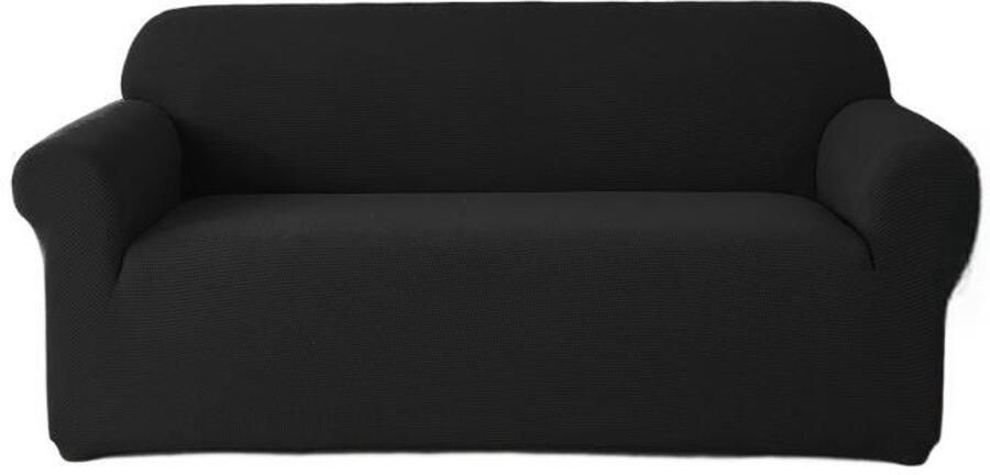 Stretch bankhoes 3-zits Stretch bankhoes voor de woonkamer 1 stuk universele stretch armleuning bankhoes met antislip schuim anti-kras meubelhoes voor de bank -190*230cm-Zwart