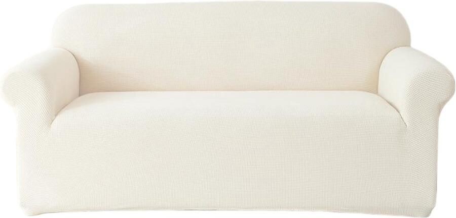 Stretch bankhoes 3-zits Stretch bankhoes voor de woonkamer 1 stuk universele stretch armleuning bankhoes met antislip schuim anti-kras meubelhoes voor de bank -190*230cm-Gebroken wit