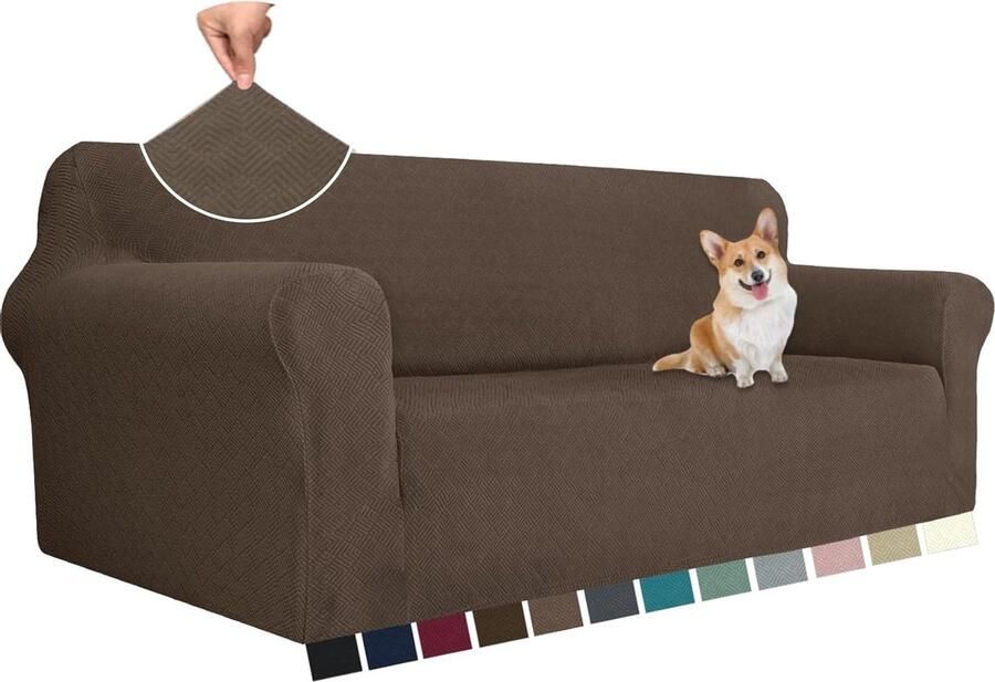 Stretch Bankhoes 3 Zits Universele Rekbare Sofahoes 1 Stuk Bruin