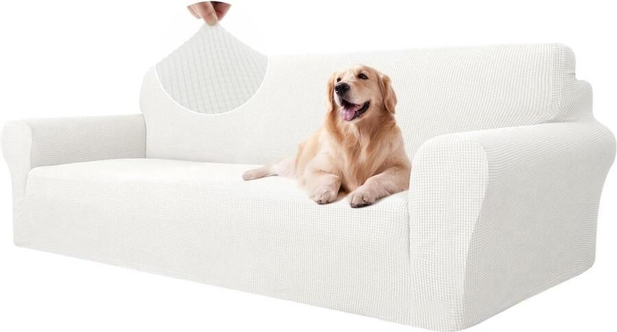 Stretch Bankhoes 4 Zits Elastische Bankhoezen Voor Woonkamer Universele Rekbare Armsteun Sofahoes Krasbestendig Meubelhoes Voor Bank Wit