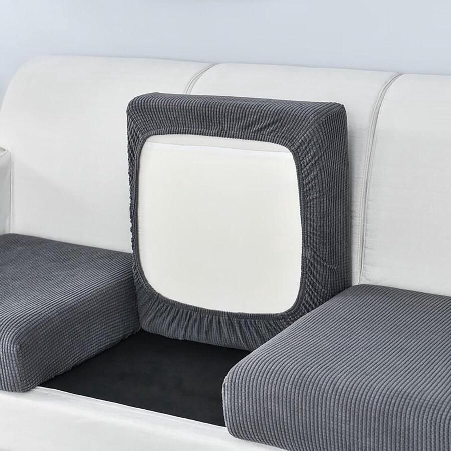 Stretch Bankhoes Antislip Geschikt voor 2-zits Grijs Elastisch