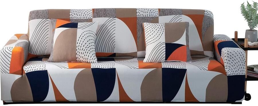 1 2 3 4 Zits Bankhoes Stretch Moderne Eenvoud Bankhoezen Meubelbankbeschermer Kleurrijk Geometrisch Patroon Bankhoezen Strech