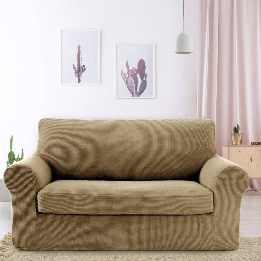 Diamond Lattice FStretch waterdichte XL stoelhoezen voor eetkamer spandex grote eetkamerstoelhoezen hoge rug jacquard eetkamerstoelhoezen (taupe set van 4) - Foto 2