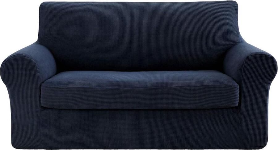 Stretch Bankhoes Fluweel Perfect voor Loveseat 2 Zits Marineblauw Geschikt voor 145-175 cm