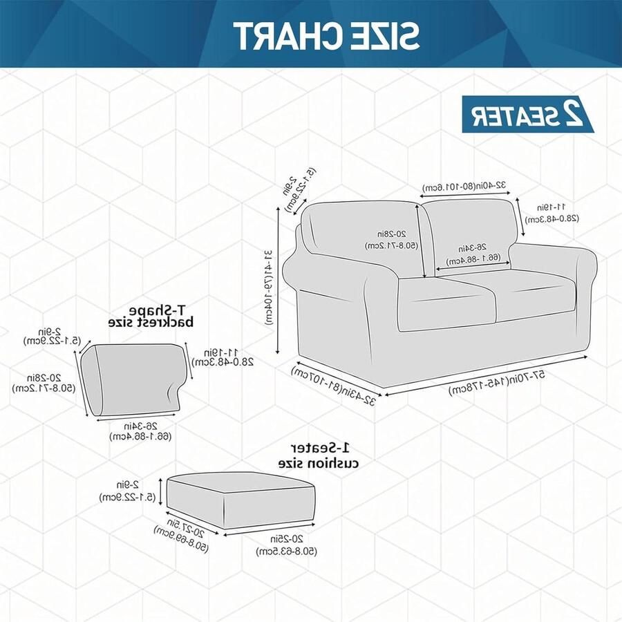 Stretch bankhoes jacquardstof meubelbeschermer antislip donkergrijs 2-zits aparte rugleuningen en zitkussens elastische band