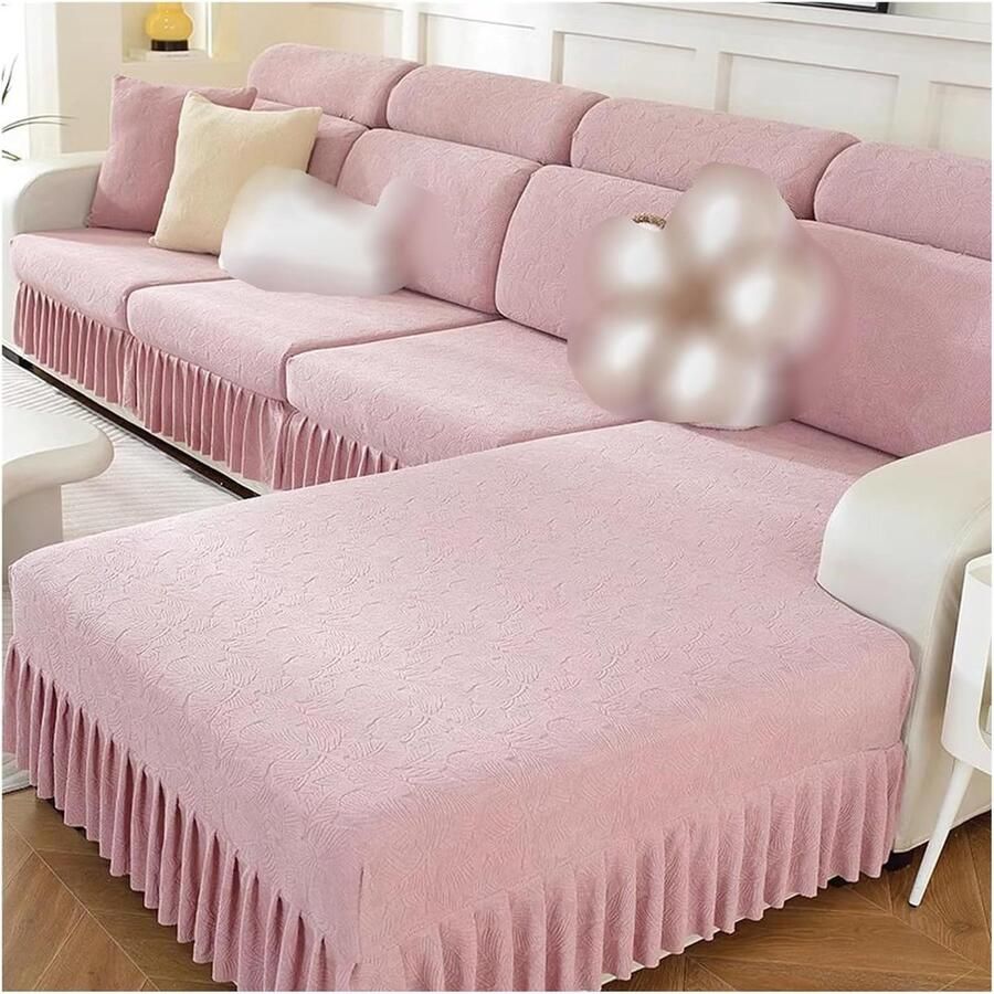 Stretch bankhoes voor 1 2 3-zits banken met rok en fluwelen uitstraling