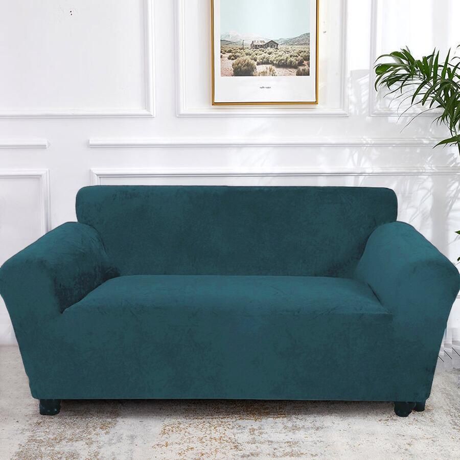 Stretch Bankhoes voor 2-zitsbanken (140-185 cm) Bescherming en Stijl voor Uw Zetel Vlekbestendig Comfortabel en Eenvoudig Onderhoud-pauwblauw