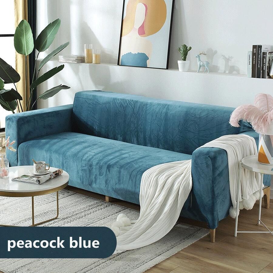 Stretch Bankhoes voor 3-zitsbanken (190-230 cm) Bescherming en Stijl voor Uw Zetel Vlekbestendig Comfortabel en Eenvoudig Onderhoud-pauwblauw