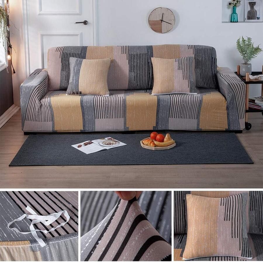 Modern elastisch bankovertrekken bankovertrek stretch 1 2 3 4-zitsbank bonte lijnen 1-zits bankovertrek 90-140 cm