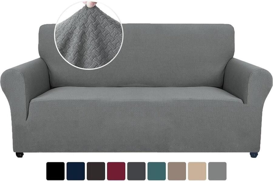 Stretch bankovertrek 2-zits elastische bankovertrek met armleuningen jacquard bankovertrek antislip en wasbaar lichtgrijs huisdierbeschermer