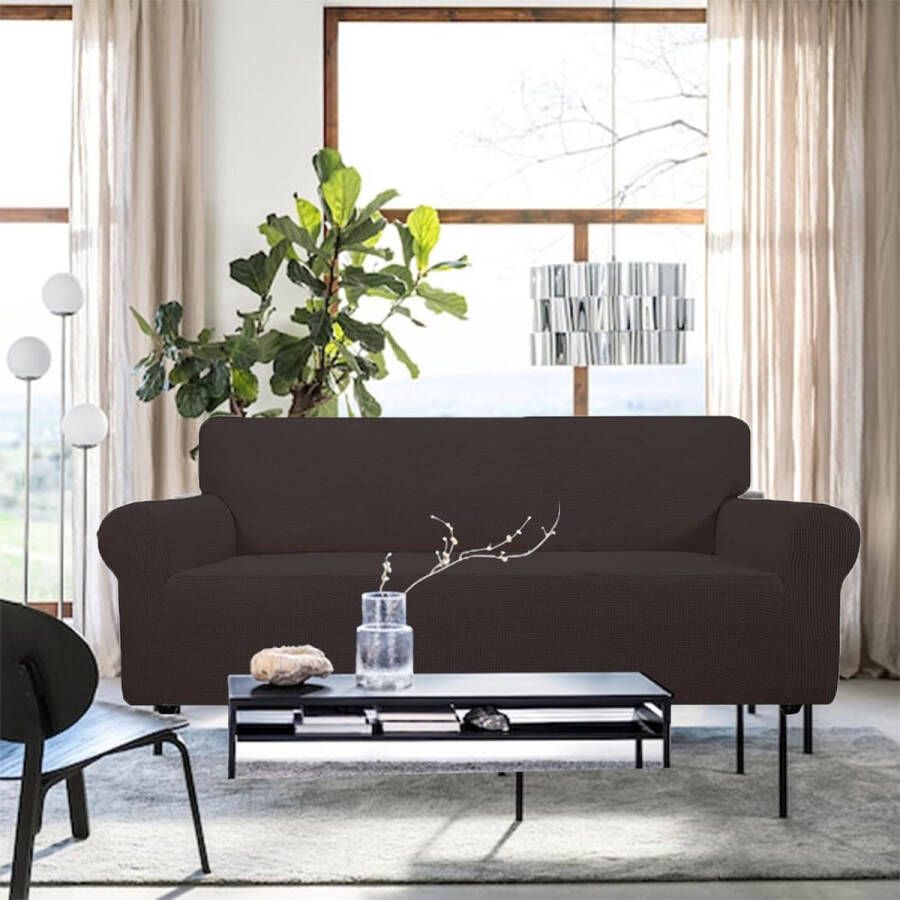 Stretch Bankhoes 4 Zits Elastische Bankhoezen Voor Woonkamer 1 Stuks Universele Rekbare Armsteun Sofahoes Met Anti-slip Schuim Krasbestendig Meubelhoes Voor Bank Koffie