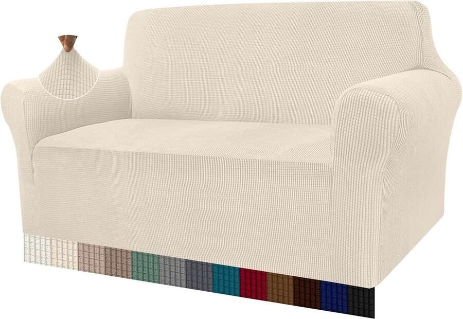 Stretch bankovertrek moderne bankovertrek jacquard elastische bankovertrek voor woonkamer beschermer tegen honden en huisdieren (2-zits beige)