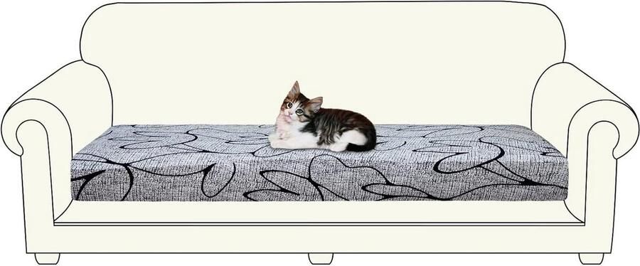 Stretch bankovertrek voor 2-zits L-vorm bank apart universeel bankovertrek grijs bloemmotief