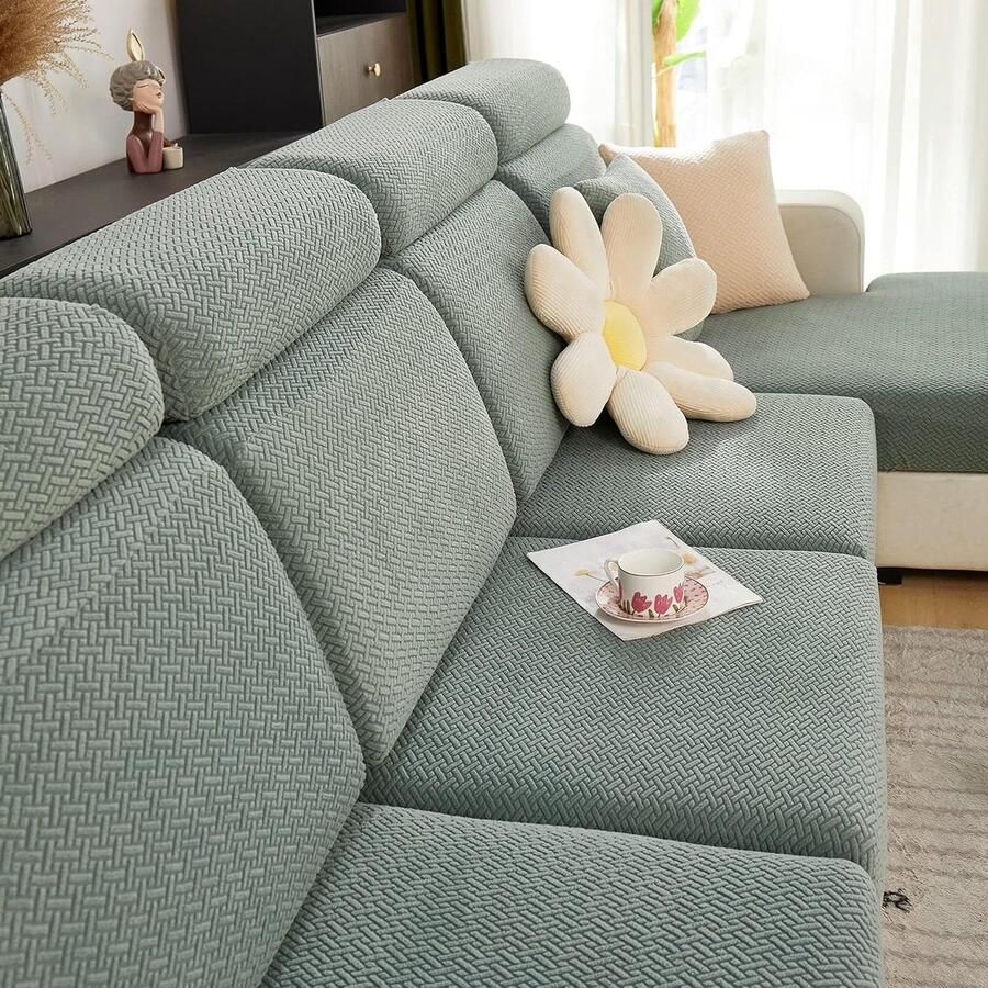 Stretch bankovertrek voor L-vormige chaise longue Universeel elastisch en antislip Meubelbescherming