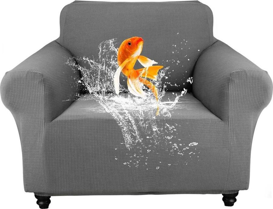 Stretch bankovertrek waterdicht geschikt voor huisdieren 1 stuk lichtgrijs 100% polyester 1-zits