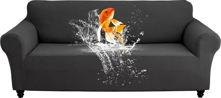 Stretch bankovertrek waterdicht honden en katten 3-zits donkergrijs 100% polyester