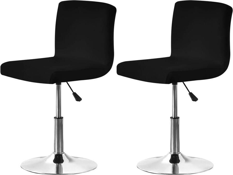 Stretch Bar Stool Chair Covers 2 Pack with Backrest Washable and Removable High Bar Chair Covers Black