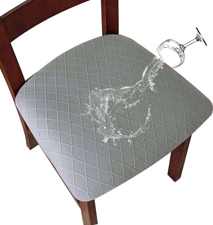 Stretch Diamond Mesh waterdichte stoelhoezen voor eetkamerstoelen Eetkamerstoelhoezen Keukenstoelhoezen met gesp (lichtgrijs 4)