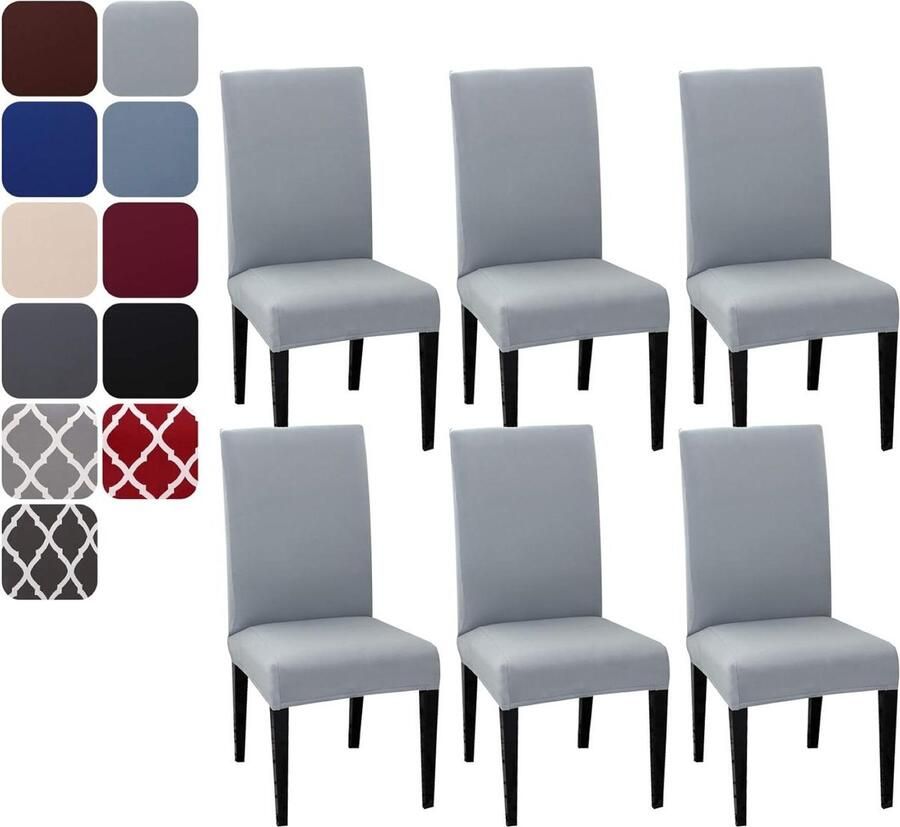 Stoelhoezen set van 4 of 6 stretch stoelhoezen voor eetkamerstoelen afneembaar wasbaar decoratie