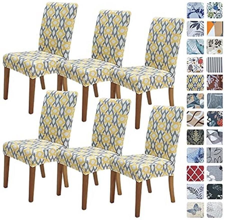 Stretch Eetkamerstoelhoezen Set van 6 Wasbare Spandex Slipcovers voor Stoelen