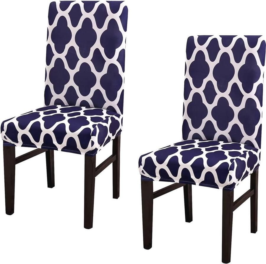Stretch eetkamerstoelhoezen Wasbaar Elastisch en Comfortabel Set van 2 4 6 8 Marineblauw
