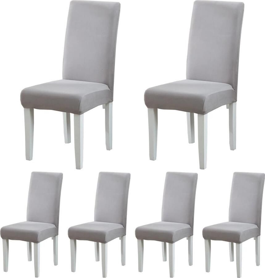 Stretch Eetstoelhoezen voor Eetkamerstoelen 4 6 Stuks Licht Grijs Ideaal voor Hotel en Restaurant