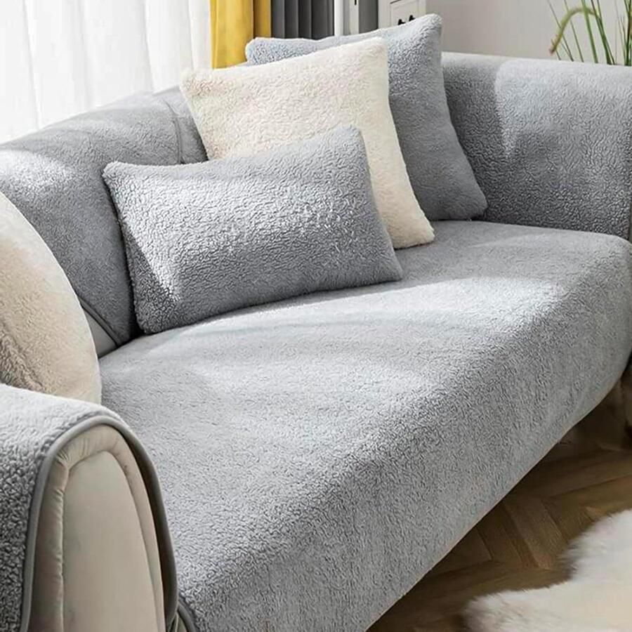 Fluwelen bankhoes 1-4 zits antislip onderlaag dikke bankhoes hoekbank honden winter