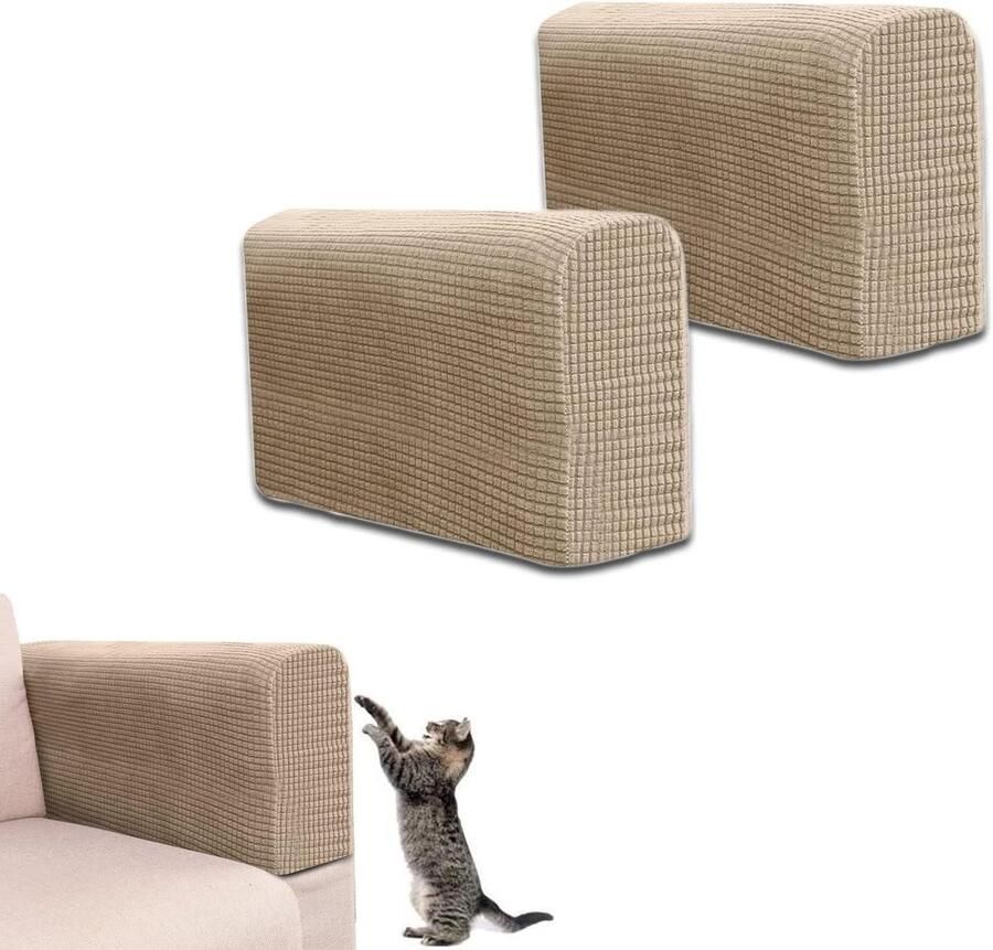 Armsteunhoezen Set van 2 Stretch Fauteuil Arm Covers Antislip Meubelbeschermer Waterdichte Armleuninghoezen Voor Stoel Sofa Bank Bruin