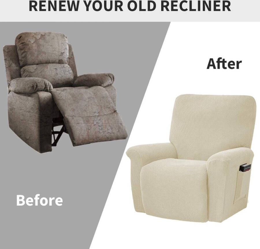 Stretch fauteuil voor woonkamer fauteuil slipcover met zijzak standaard voor woonkamer bankovertrek (fauteuil beige) - Foto 2