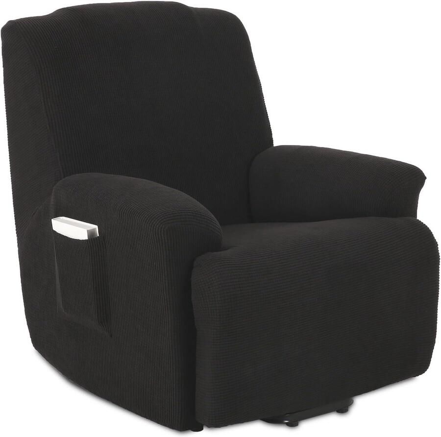 Stretch Fauteuilhoes voor 1-Zits Fauteuil – Zwart Meubelbescherming en Makkelijk te Installeren - Foto 2