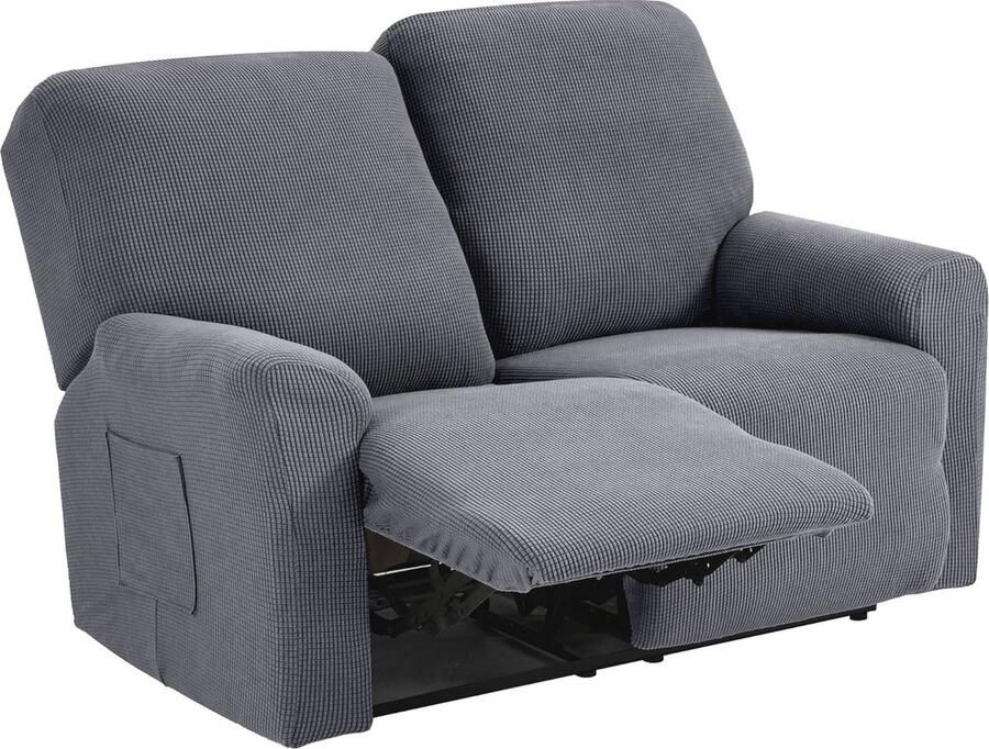 Stretch Fauteuilhoes voor 2-Zits Fauteuil Lichtgrijs Meubelbeschermer en Decoratie