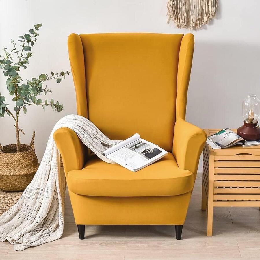 Stretch Fauteuilhoes voor Oorfauteuils 2 Stuks Kaki Kleur