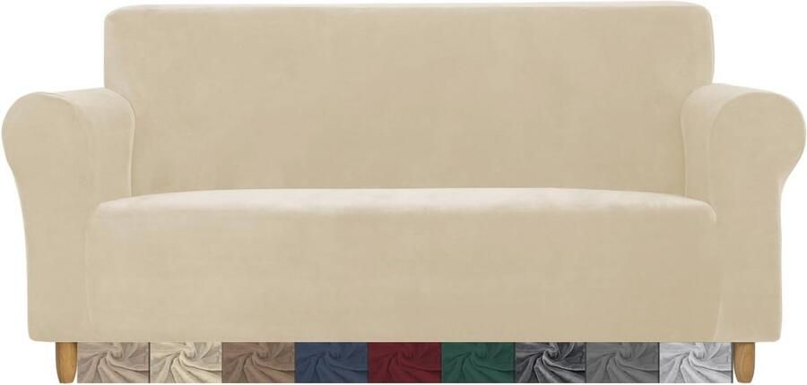 Stretch fluwelen bankhoes voor 3-zitsbank antislip meubelbeschermer ideaal voor huisdieren