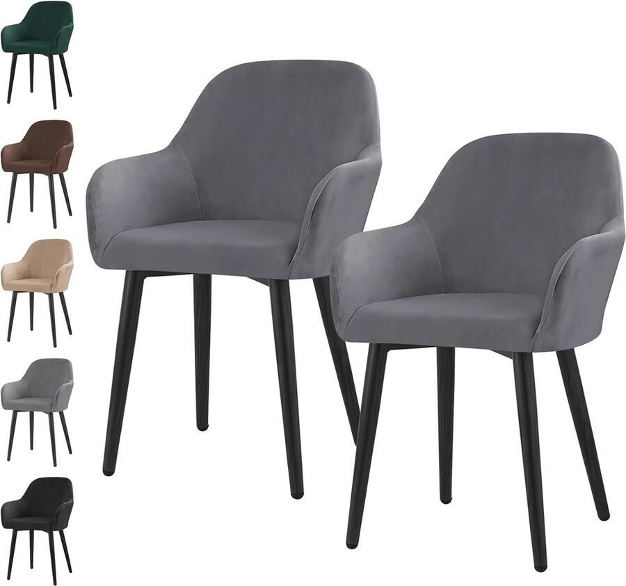 Stretch fluwelen stoelhoezen set Universele afneembare en wasbare bescherming voor eetkamerstoelen Grijs (2 stuks)