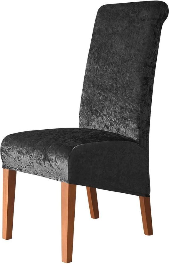 Stretch fluwelen stoelhoezen Set van 4 Afneembare en wasbare stoelhoezen voor eetkamer en feest Zwarte spandex hoezen