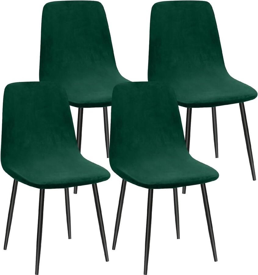 Stretch fluwelen stoelhoezen Universeel Set van 4 6 Fluweel Wasbaar
