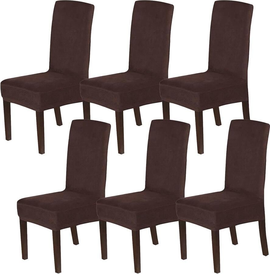 Stretch fluwelen stoelhoezen voor eetkamer set van 6 Elastische en afneembare bescherming voor stoelen