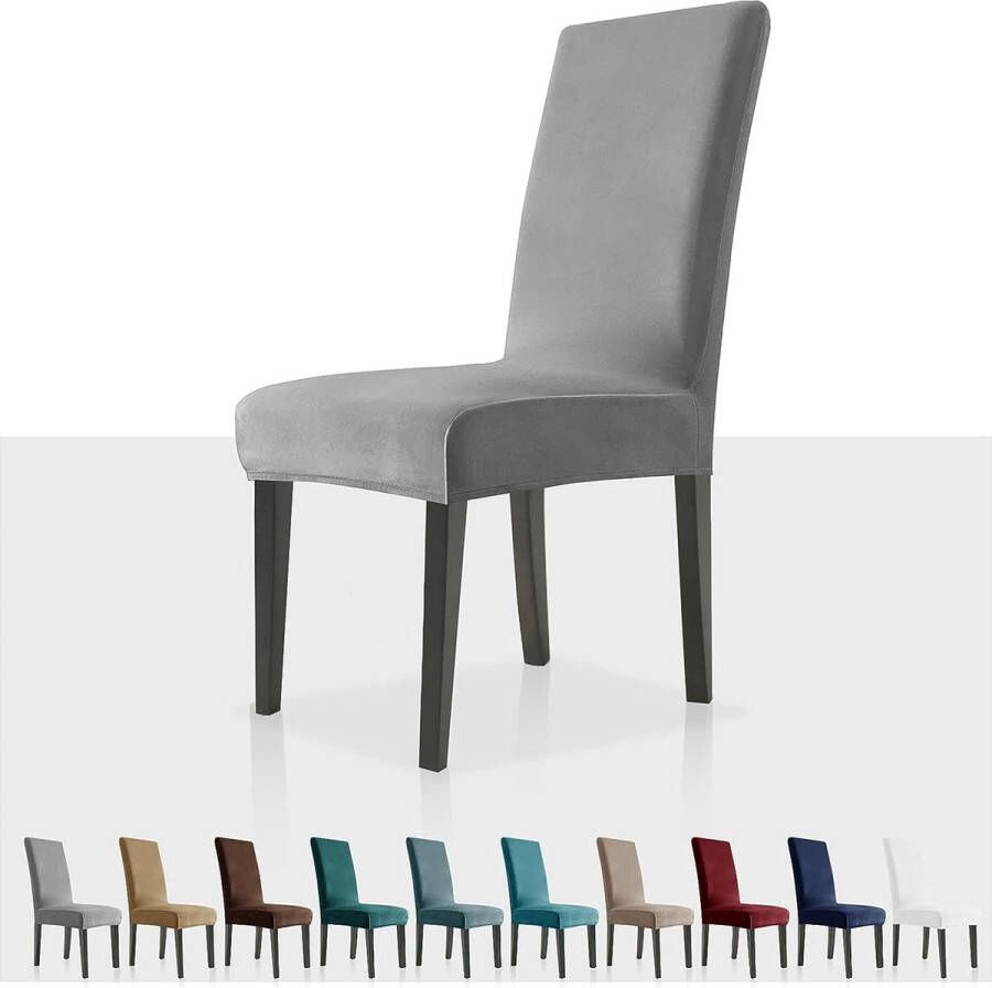 Stretch fluwelen stoelhoezen voor eetkamerstoelen afneembaar velours eetkamerstoelhoezen pluche stoelhoezen voor eetkamer hotel keuken ceremonie (grijs 2)