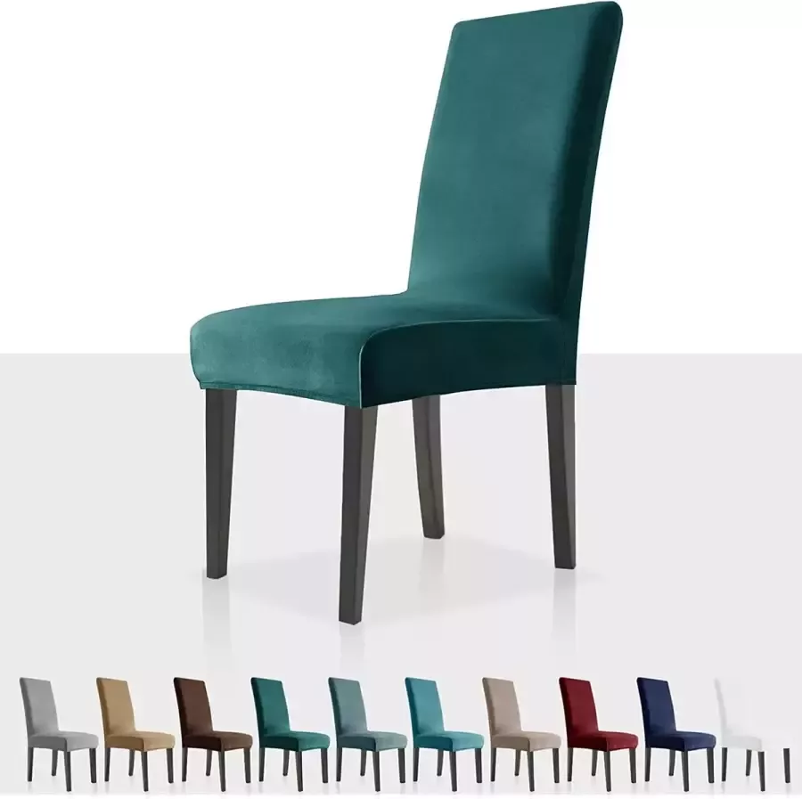 Stretch Fluwelen stoelhoezen voor Eetkamerstoelen Set van 4 Afneembare velours Eetkamerstoelhoezen Pluche Stoel Slip Covers voor Eetkamer Hotel Keuken Ceremonie (Diep Teal 4)