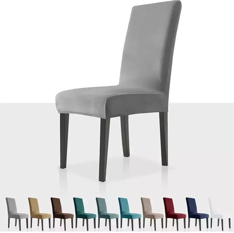 Stretch fluwelen stoelhoezen voor eetkamerstoelen Set van 4 verwijderbare velours eetkamerstoelhoezen pluche stoelhoezen voor eetkamer hotel keuken ceremonie (Khaki 4)