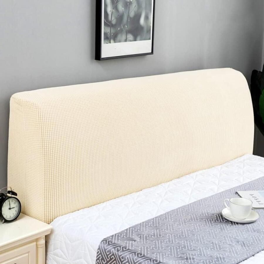Stretch Headboard Cover for Padded Headboard 180-200cm Cream hoofdbord hoes elastische
