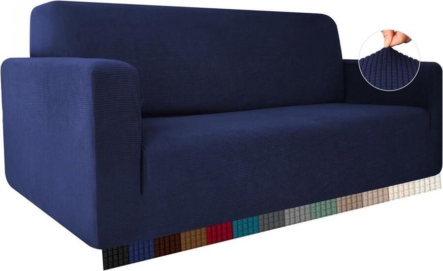 Stretch Jacquard Gebreide Dikke Bankovertrek 3 4-zitsbank Blauw Hoes voor Honden en Katten Meubelbeschermer