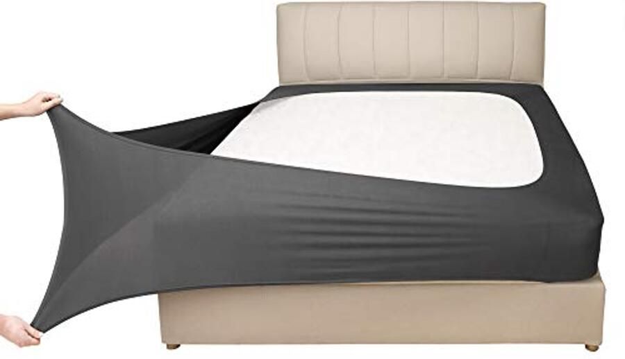 Stretch Jersey Boxspring Cover Ultra Zacht & Kreukbestendig Donkergrijs King Cal King