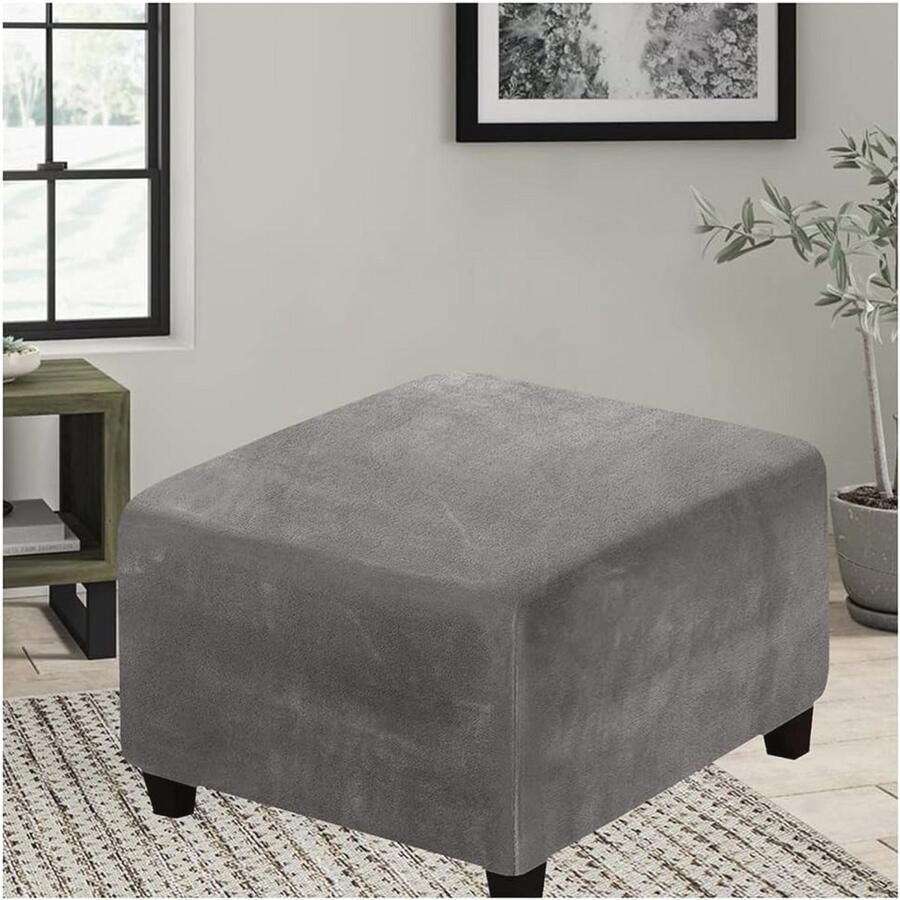 Stretch Poef Hoes Wasbare Antislip & Rekbare Hoes voor Voetenbank 45x45 cm